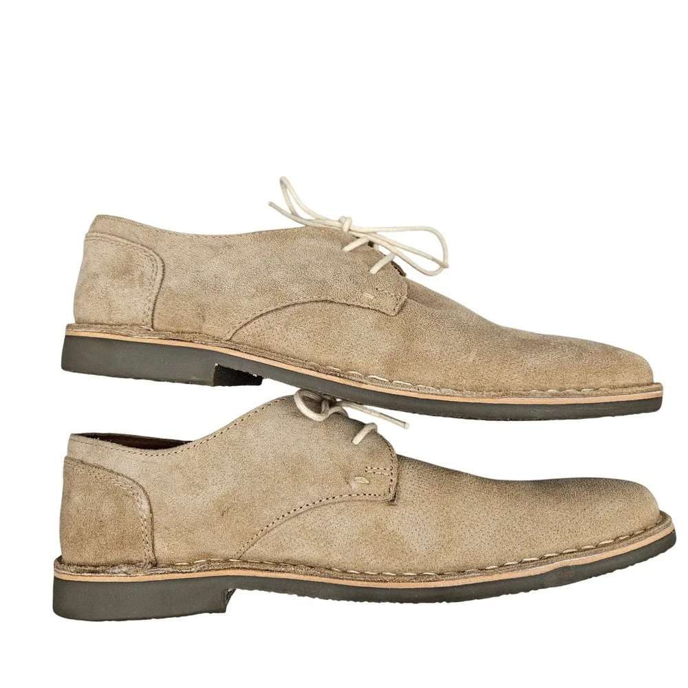 Studio Ink Mens Tan Suede Lace Up Derby‎ Shoes Beige Casual Dress Shoes
